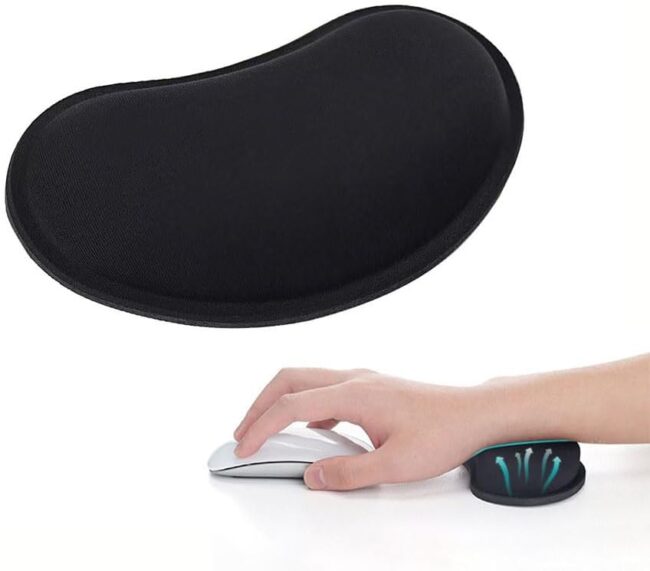 Wrist Rest for Mouse, Ergonomic Memory Foam Wrist Cushion Support Pad, Mouse Wrist Pad with Non-Slip Base for Typing Pain Relief, Office, Home, Gaming, Computer, Black
