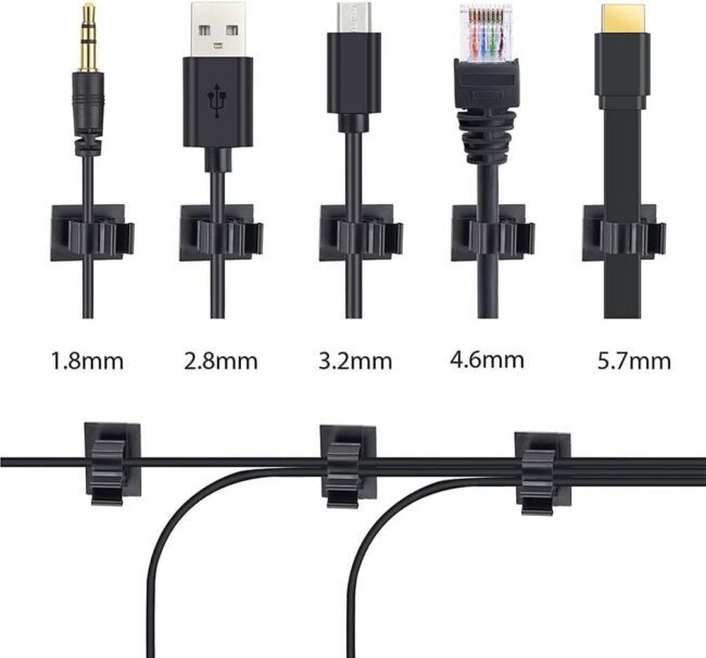 30 Pcs Black Clips Self Adhesive Backed Nylon Wire Adjustable Cable Clips Adhesive Cable Management Drop Wire Holder - Image 2