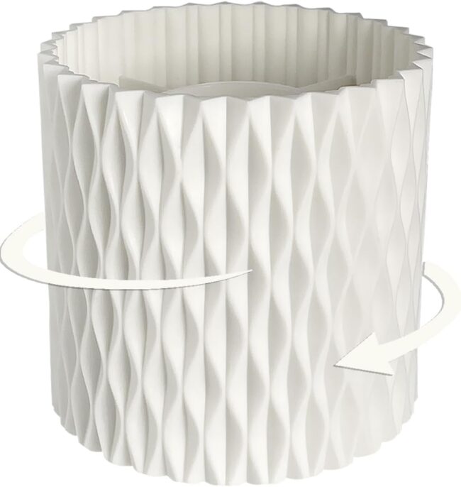 Rotating Pen Holder for Desk, 5 Slots Unique White Desk Organizer Easthetic Desktop Supplies and Accessories for Women Girls, Pencil Cup Caddy for Office Home Art Supply
