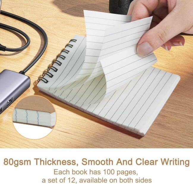 Pocket Notebooks Set of 12, Small 3x5 Spiral Notepads, Office Style Mini Notebook, Small Notepad Pocket Size, Memo Pads for Home, College, Work or School - Lined College Ruled Paper - Image 2