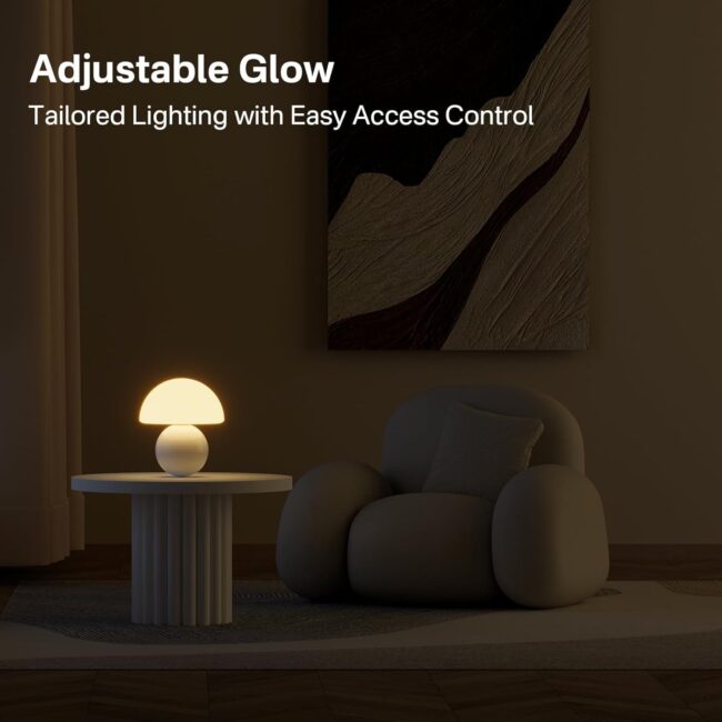 Mushroom Lamp Table Lamp for Bedroom,Desk Bedside Small Lamps for Living Room Night Stands,Mushroom Decor Cute Mini Modern Mid Century Lamps,Unique Aesthetic Home Living Room Decor(White) - Image 2
