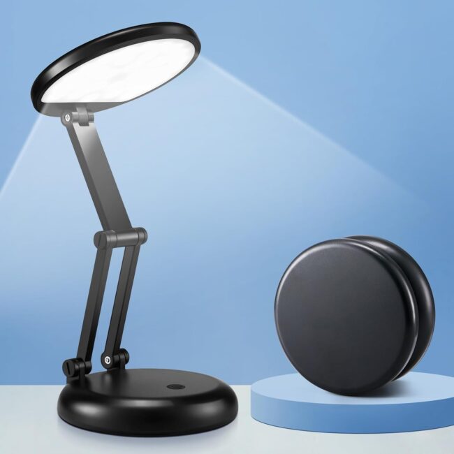 Small Table Lamp Rechargeable 3600mAh, Foldable+Cordless Table Lamps Rechargeable, Portable & Dimmable Desk Lamps for Home Office, 9 Brightness Rechargeable Table Lamps,LED Desk Light Table Desk Light