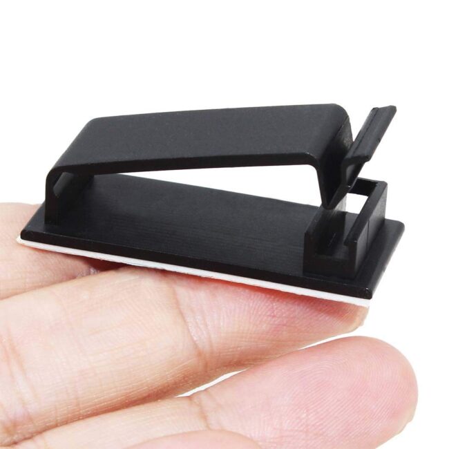 50Pcs Self Adhesive Cable Management Clips, Cable Organizers Wire Clips Cord Holder for TV PC Ethernet Cable Under Desk Home Office (Black) - Image 2