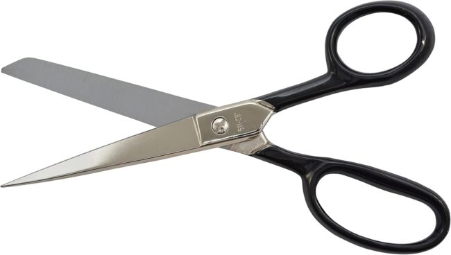 Forged Nickel Plated Straight Office Scissors, 8", Black