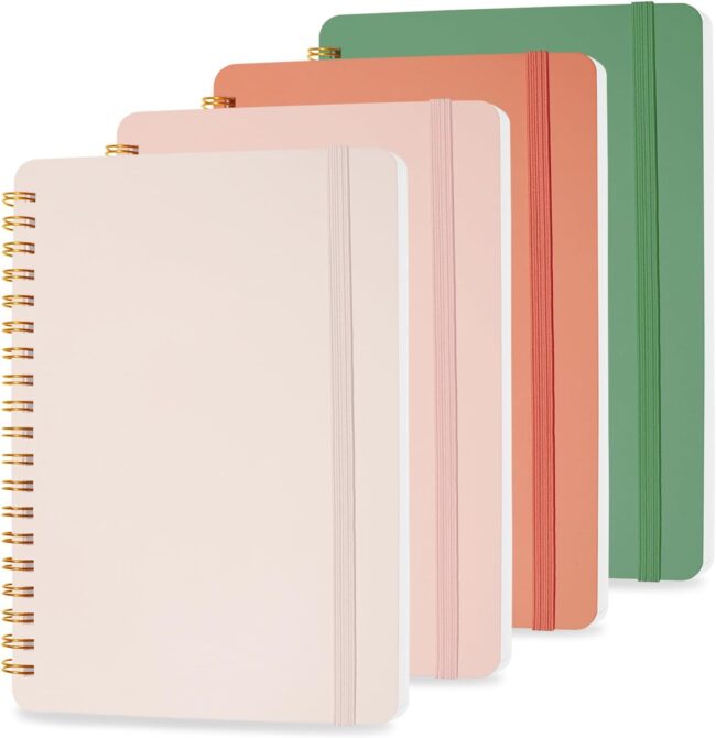 4 PCS Small Spiral Notebook 5x7, Spiral Journal Notebook, Notebooks for Work, Note Taking, School, Small Notebooks 5x7 with Strap, Cute Notebooks for Women 50 Sheets