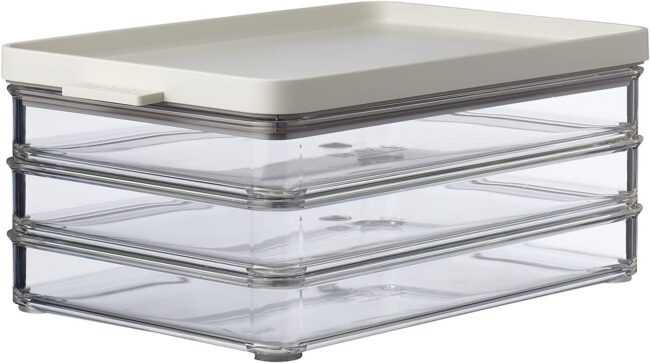 Food Storage Box with Lid Set of 3 | 17oz/500ml | Ideal for Cold Cuts, Cheese, and More | Stackable design | Nordic White | BPA-Free | Made in Holland