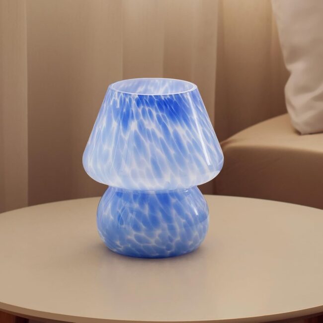 Mushroom Lamp Table Lamp for Bedroom,Small Desk Bedside Lamps for Living Room,Mushroom Decor Cute Mini Modern Mid Century Lamps for Night Stands,Aesthetic Home Living Room Decor(Ocean Blue)