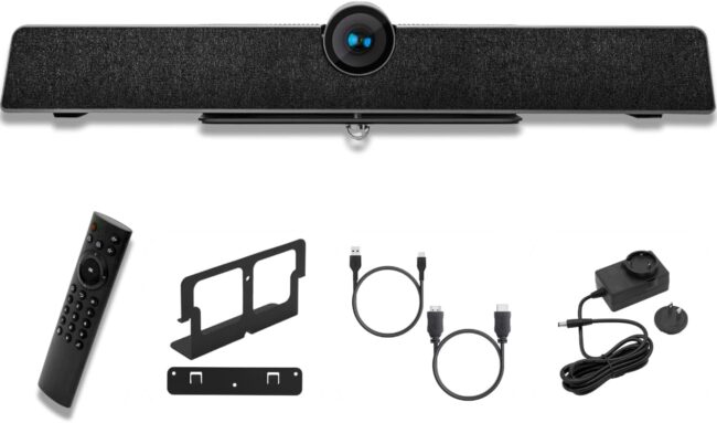 Conference Room Camera System 120° FOV with 5X Zoom, AI Auto Framing, Wide-Angle Lens, Echo Cancellation, 8m Mic Pickup Conferencing System for Home Offices, Zoom, Skype, Microsoft Teams, USB