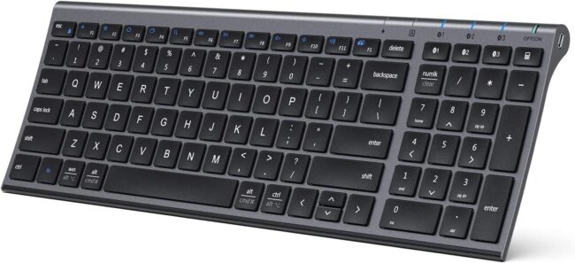 Bluetooth Keyboard, Universal Bluetooth 5.1 Wireless Keyboard with Number Pad, Ergonomic Design, Multi-Device Compatibility, Stable Connection for Mac, iPad, iPhone, Android, Windows
