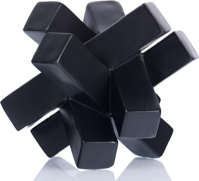 Black Knot Statue for Coffee Table Decor,Modern Minimalist Geometric Knot Sculpture and Figurines,Abstract Art Line Decorative Ornaments Knick Knacks for Shelves,Bookcase,Console,Tabletop,Entry