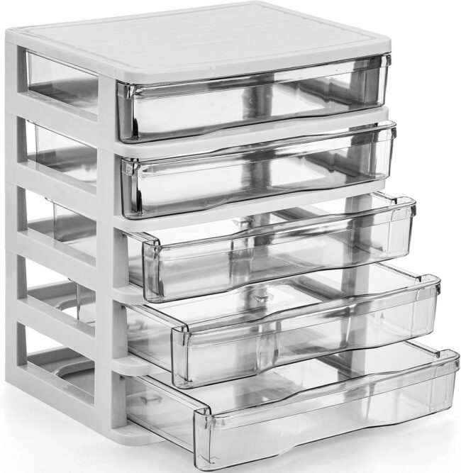 Small Storage Bin, Plastic Organizer, Storage Bin Container with Drawers for Desk, Accessory, Stationery