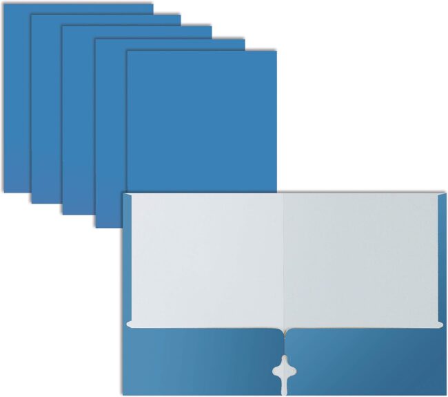 Two Pocket Portfolio Folders, 50-Pack, Light Blue,  Size Paper Folders, 50 Pieces, Lt. Blue