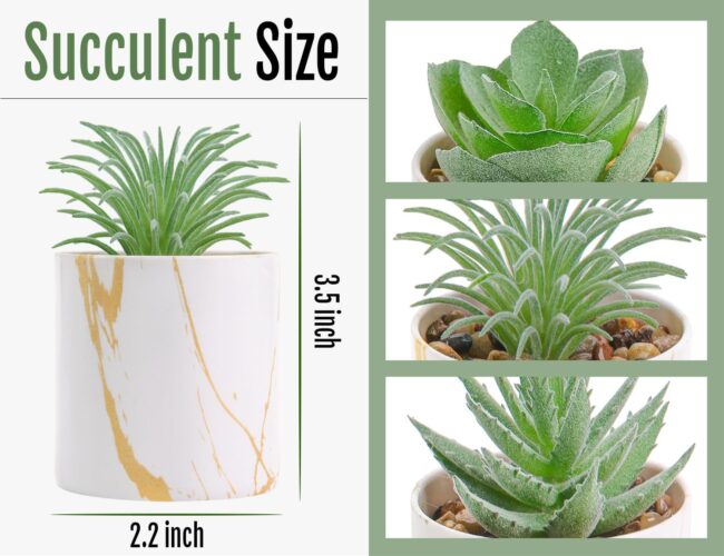 3 Pack Small Fake Plants Succulents Plants Artificial in Pots for Home Office Desk Decor for Women - Image 2