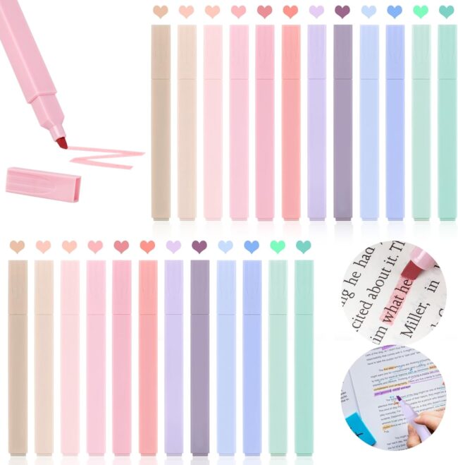 24pcs Bible Highlighters, No Bleed Pastel Set, Cute Bible Highlighters (12 Color)