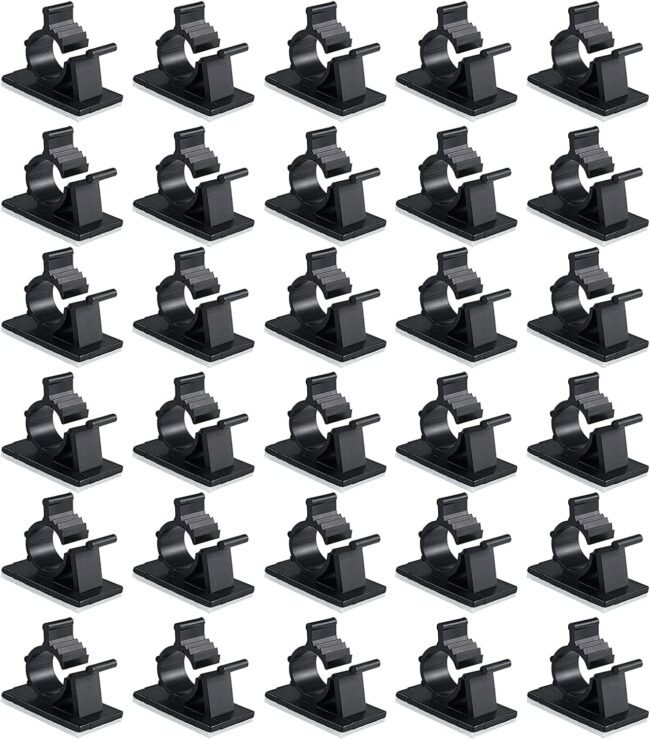 30 Pcs Black Clips Self Adhesive Backed Nylon Wire Adjustable Cable Clips Adhesive Cable Management Drop Wire Holder