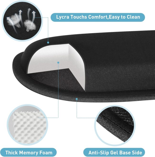 Keyboard Wrist Rest Memory Foam, Easy Typing Pain Relief, Keyboard Mouse Pad Set for Computer, Laptop, Home & Office - Image 2
