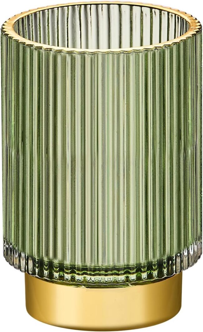 Makeup Brush Holder Organizer,Toothbrush Holders,Desk Pen Pencil Holder,Multifunctional Vintage Glass Brush Cup（L/Green/A3-6-US）