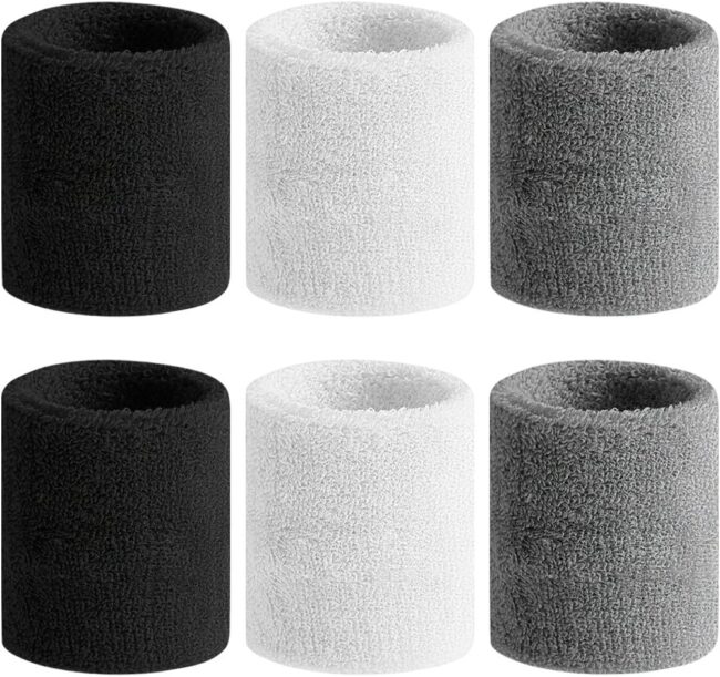 Sweatbands Sports Wristband for Men & Women - Moisture Wicking Athletic Cotton Terry Cloth Sweatband for Tennis, Basketball, Running, Gym, Working Out