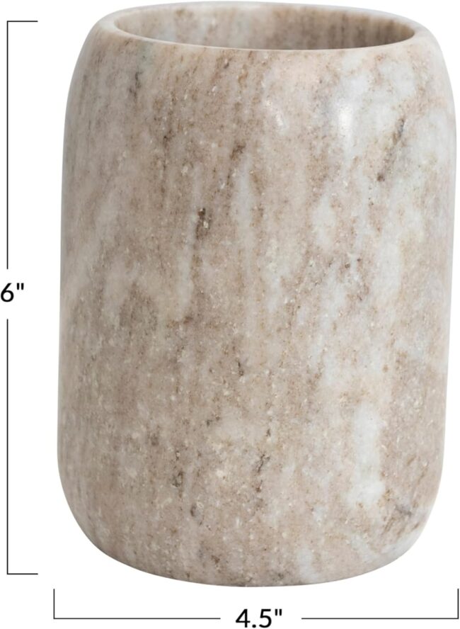 Modern Marble Bottle Holder, White Crock, Natural - Image 2