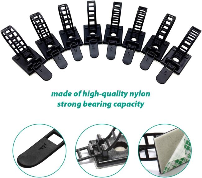 50 Pieces Cable Management Desk Wire Organizer Cable Ties Zip Ties Adhesive Cord Clips Cord Keeper Desk Wire Management - Image 2