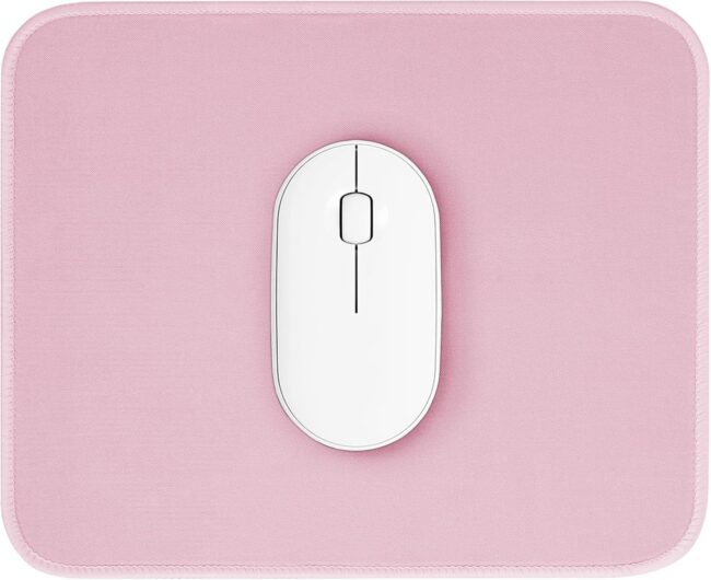 Pink Mouse Pad, Nice and Cute Mouse Pad, Splash-Proof Textured 10.2 x 8.2Inch, Stitched Edge Non-Slip Waterproof Rubber