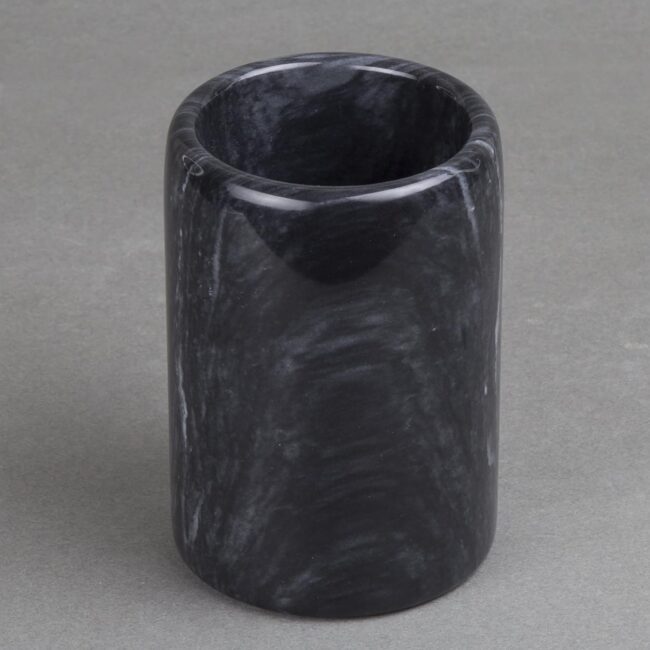 Natural Black Marble Pen Pencil Holder Cup Tabletop Desktop Organizer for Home Bathroom Office Decoration, 3.3" Diam. x 4.5" H, Black - Image 2