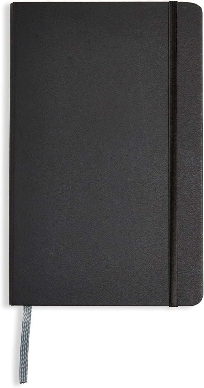 Classic Lined Notebook, 240 Pages Hardcover, 5 x 8.25-Inch, Black
