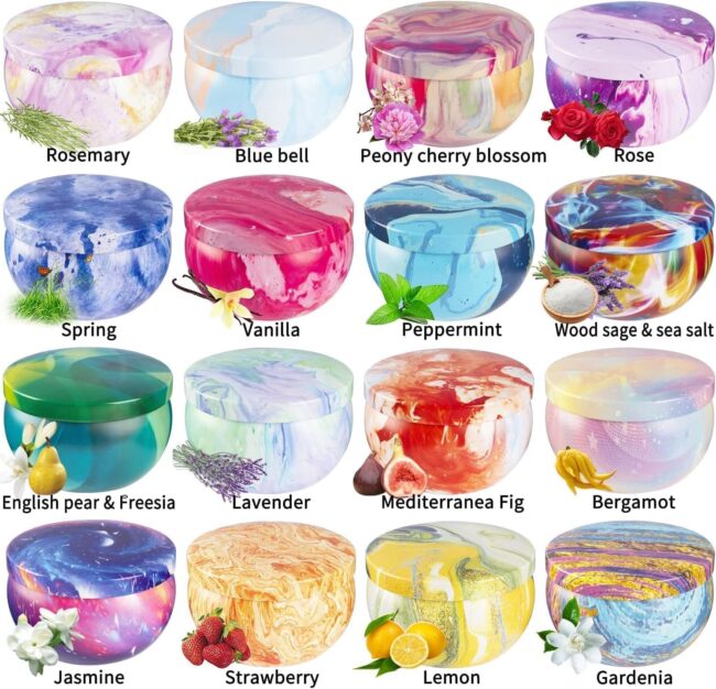 16 Pack Scented Candles Gift Set - 2.5oz Strong Fragrance Natural Soy Wax Candles in Portable Travel Tin Jars - Perfect for Home Decoration and Gifting - Image 2
