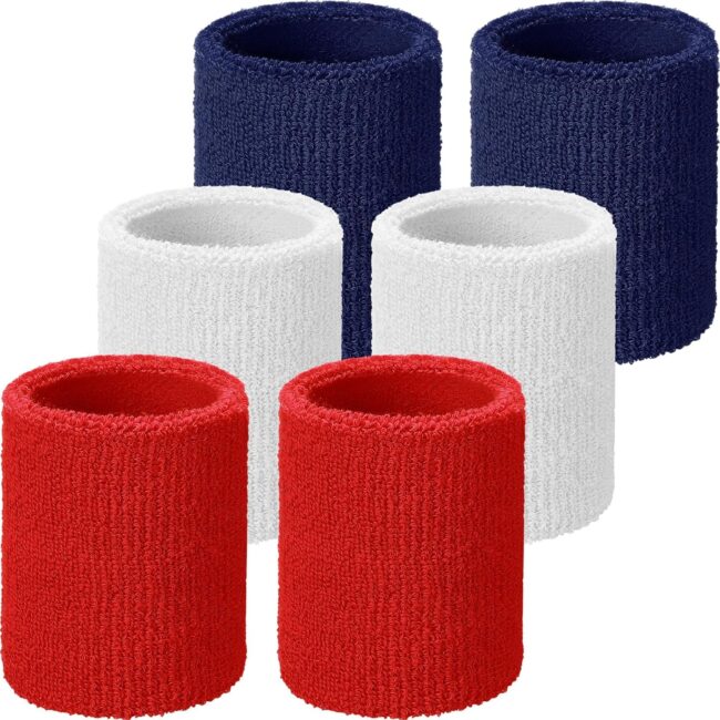 6 Pcs Wrist Sweatbands Sports Wristbands for Competitions Absorbent Sweatbands for Basketball Tennis Football Running Working